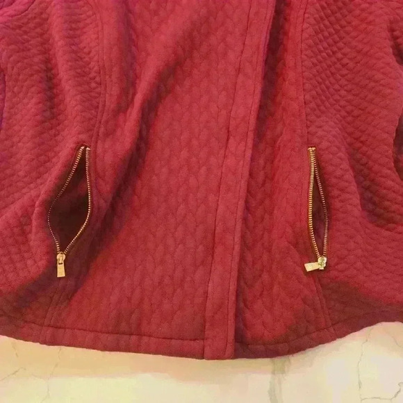 Isaac Mizrahi Live Quilted Knit Moto Jacket Raspberry Womens Size 1X - Picture 4 of 11